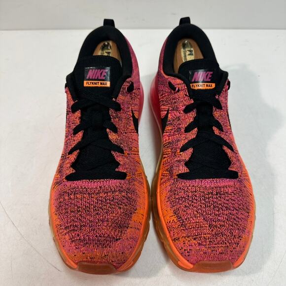 EUC Nike WMNS Flyknit Air Max Total Orange/Black/Pink/Fireberry Running Shoe 9 - Picture 3 of 12